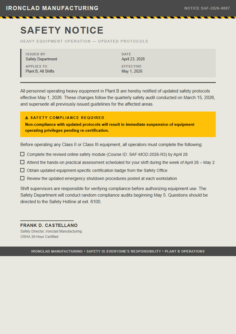 Industrial Raw Notice